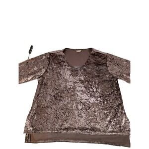 POL Women's Sleeve Pull Over Cropped Crushed Velvet Blouse Blue Size M. F35